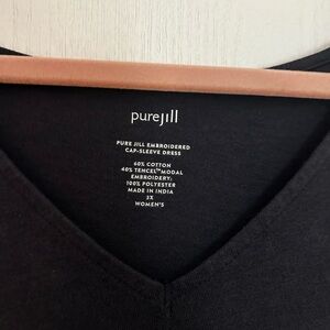 Blue cap sleeve dress with embroidery